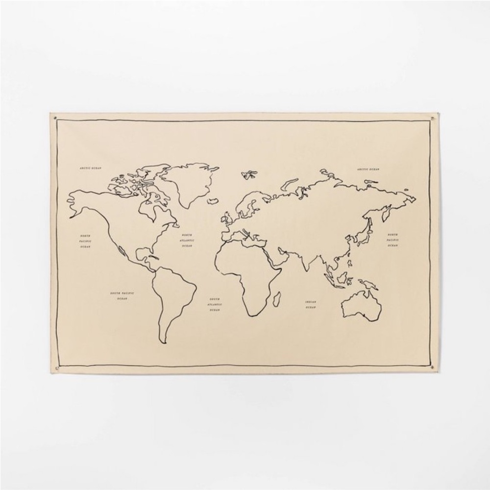 Studio McGee 72"x48" World Map Linen Wall Tapestry - Threshold™
